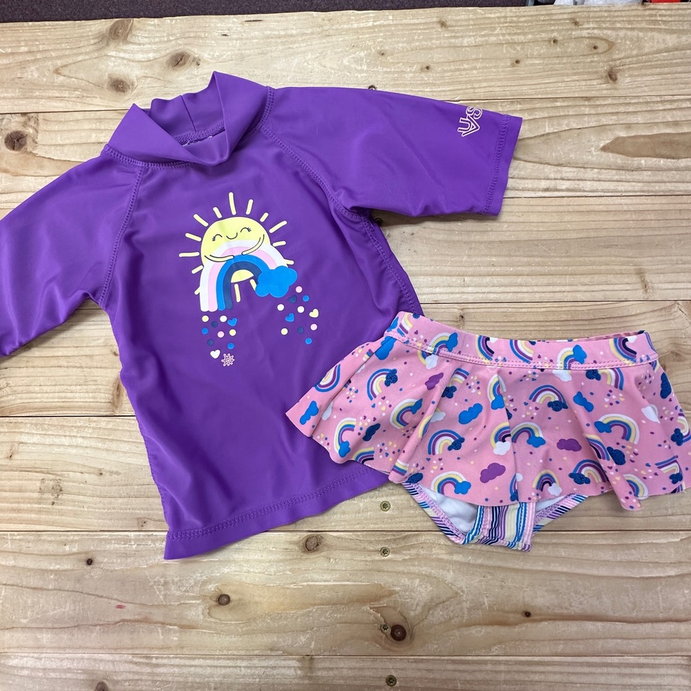 UVSkinz Swim Set UPF 50+ Sun Protection‎ Rainbows Purple 3T